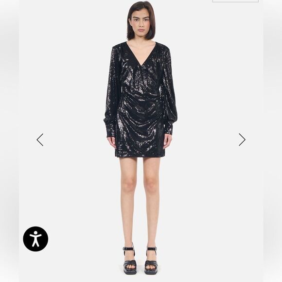 $315 The Kooples SHORT BLACK SEQUIN DRESS NWT - Picture 4 of 14
